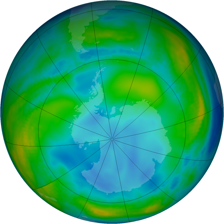 Antarctic ozone map for 30 June 1985